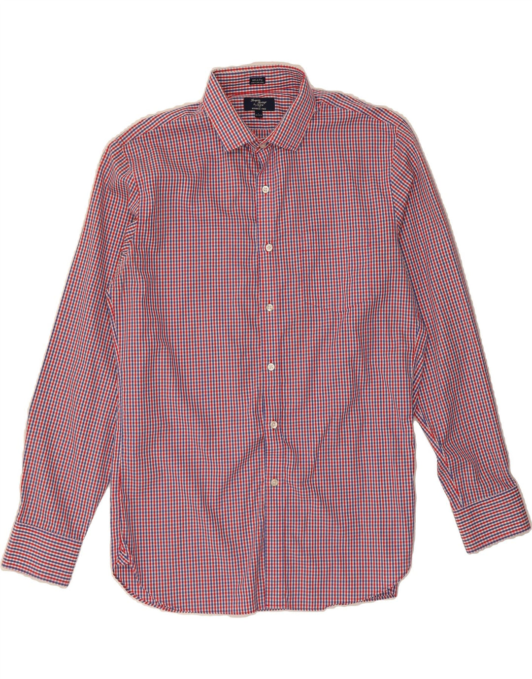 J. CREW Mens Wrinkle Free Shirt Size 16 1/2 Large Red Check Cotton Vintage J. Crew and Second-Hand J. Crew from Messina Hembry 