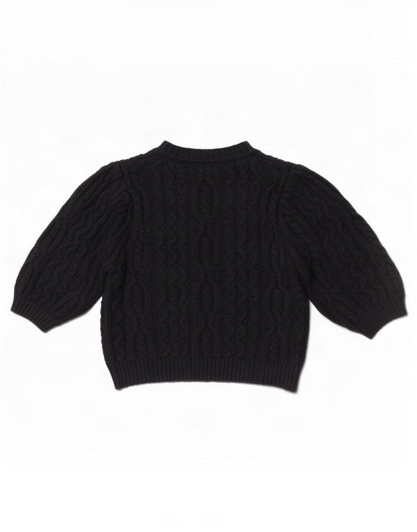 Zara Womens Crop Short Sleeve Cardigan Sweater UK 12 Medium Navy Blue