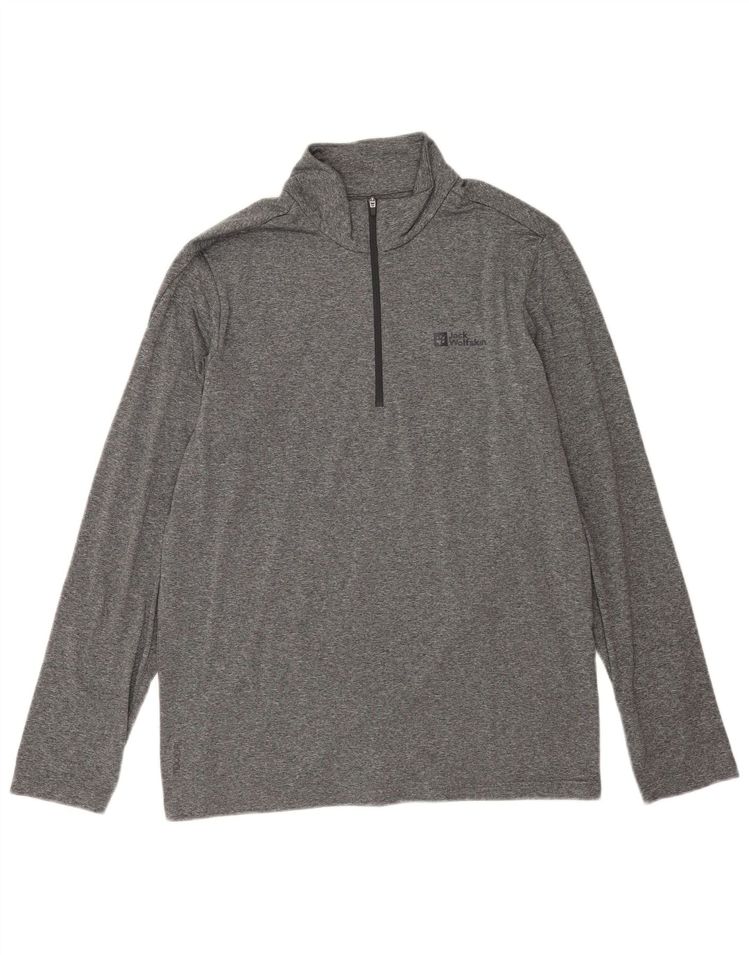 Jack Wolfskin Top da tuta pullover con zip e collo da uomo UK 42 Large Grigio