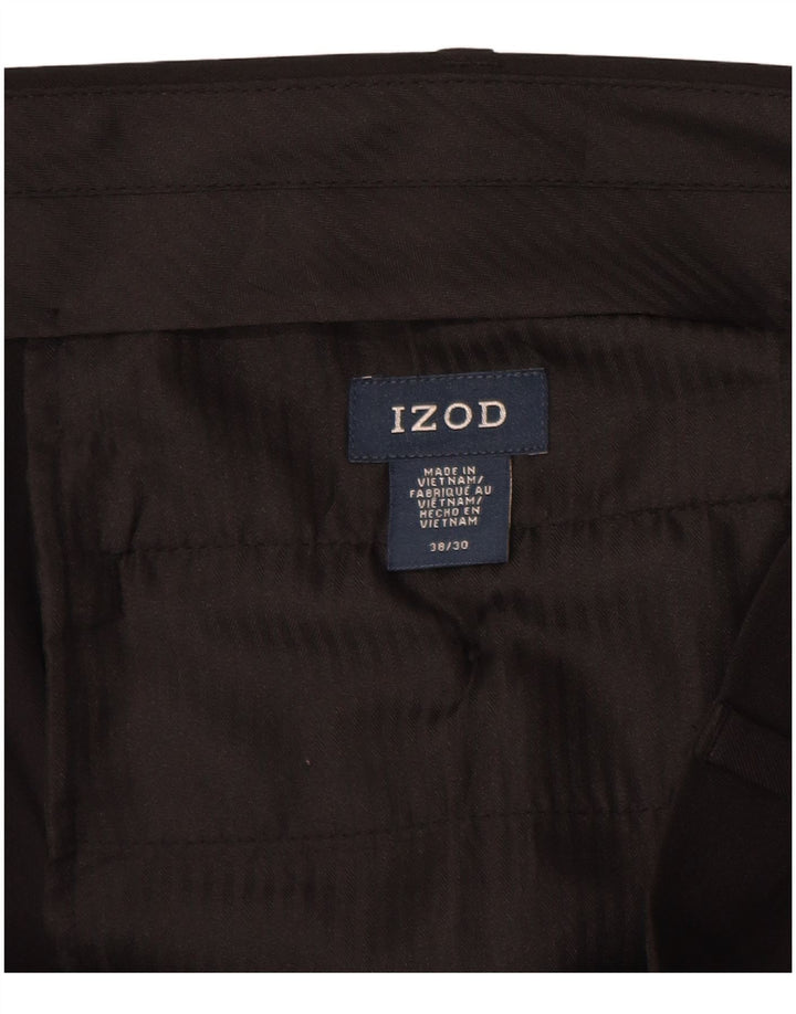 Pantaloni da abito dritti da uomo IZOD W38 L30 poliestere nero