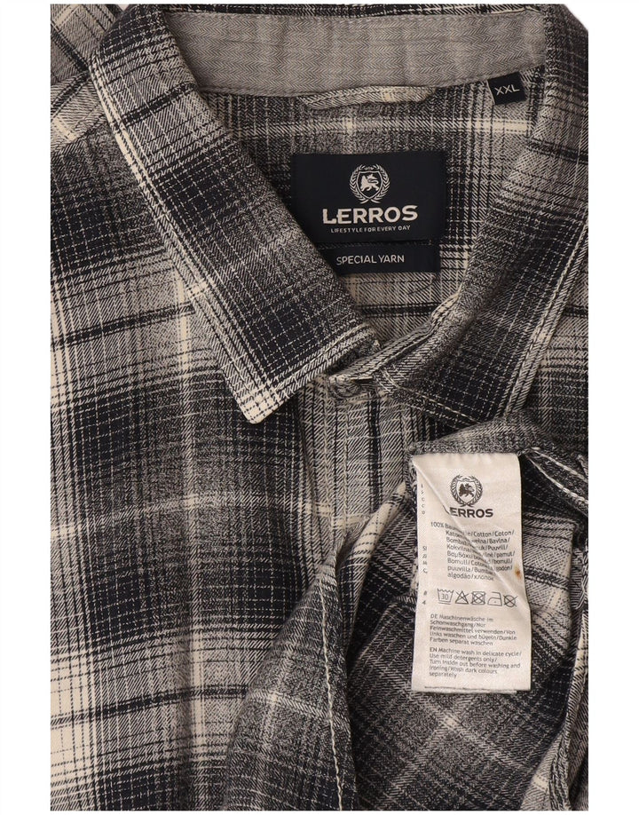 Camicia in flanella da uomo Lerros 2XL Cotone a quadri grigio