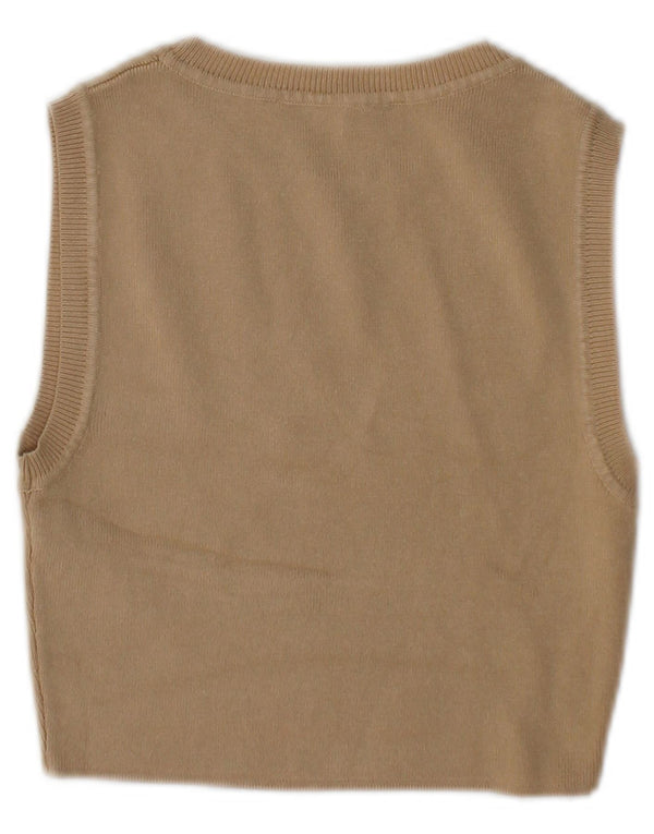 Canotta corta da donna Zara UK 10 piccola in viscosa beige