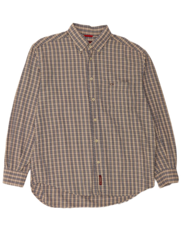 Camicia da uomo in flanella Carrera, cotone a quadri grigi grandi