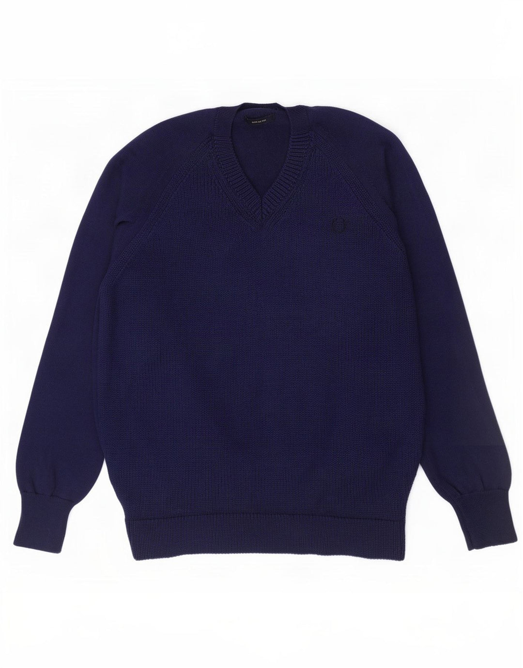Maglione da uomo con scollo a V Fred Perry, grande, in lana blu navy