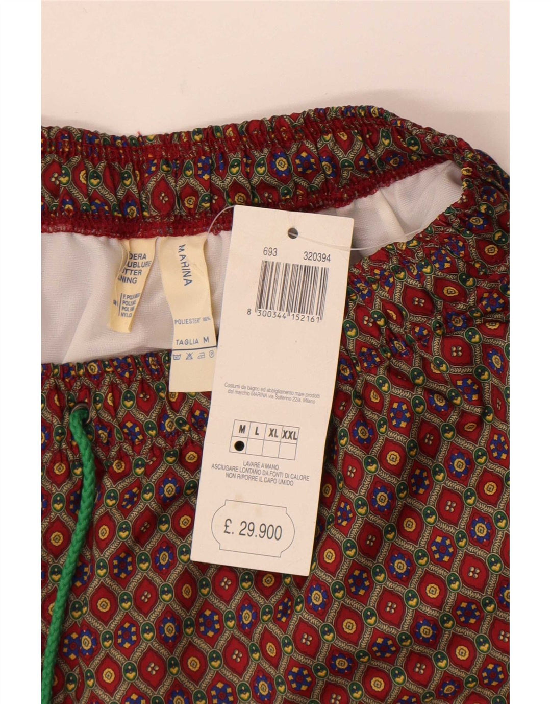 Pantaloncini da bagno vintage da uomo in poliestere geometrico marrone medio