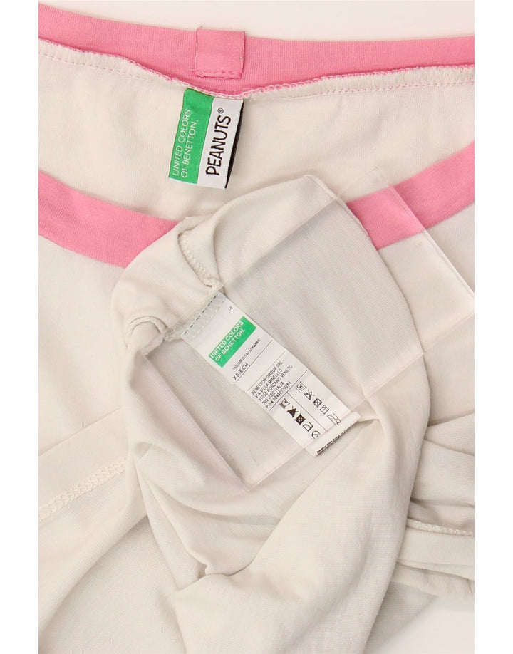 BENETTON T-shirt corta da donna Peanuts UK 6 XS cotone bianco