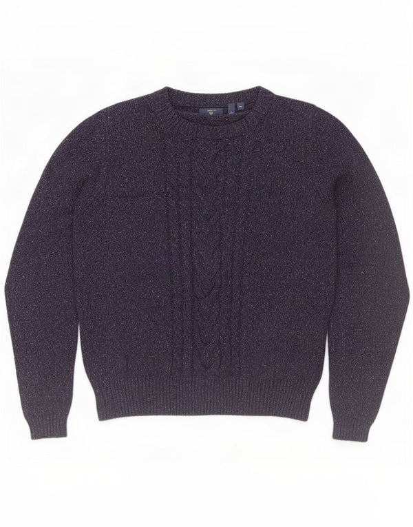 Gant Maglione da donna con scollo a barchetta UK 18 XL Lana di alpaca screziata blu navy