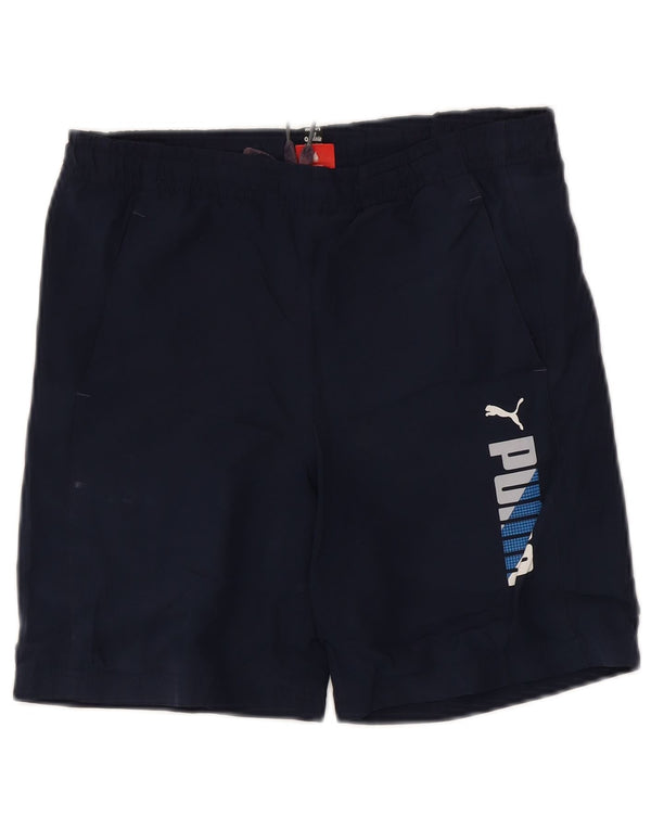 Pantaloncini sportivi grafici Puma da ragazzo 13-14 anni in poliestere blu navy