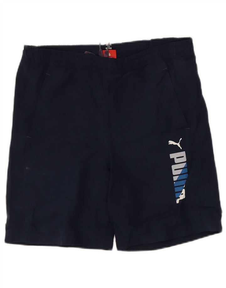 Pantaloncini sportivi grafici Puma da ragazzo 13-14 anni in poliestere blu navy