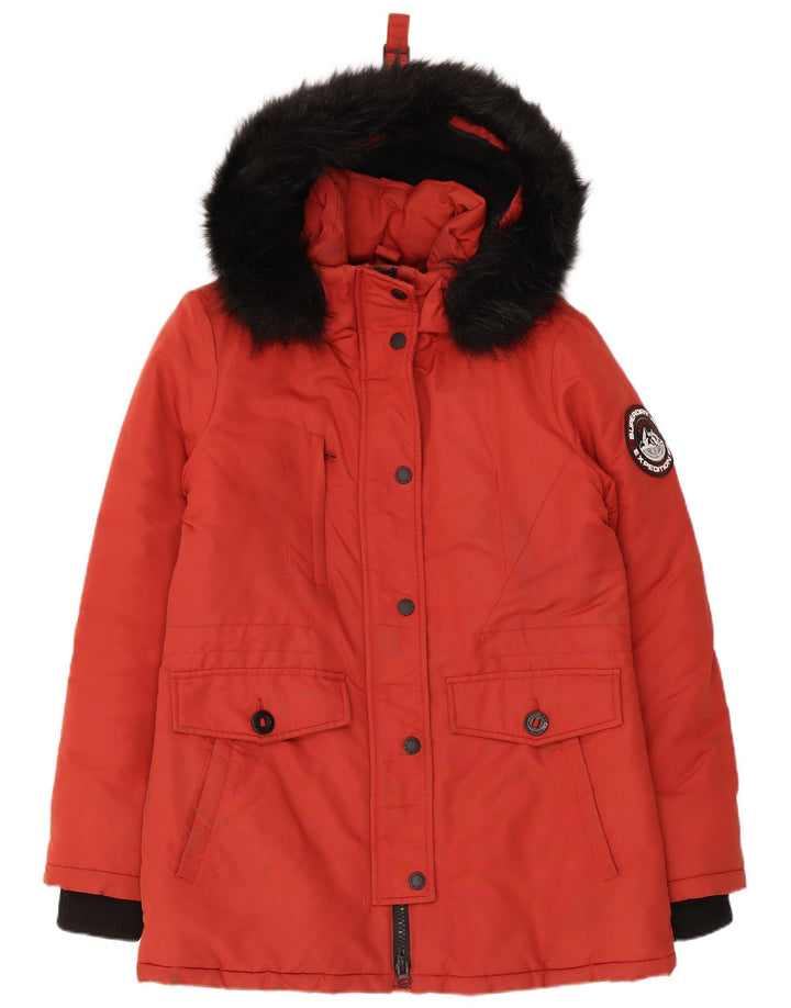 Giacca parka oversize da donna con cappuccio Superdry UK 10 Small Red Colourblock
