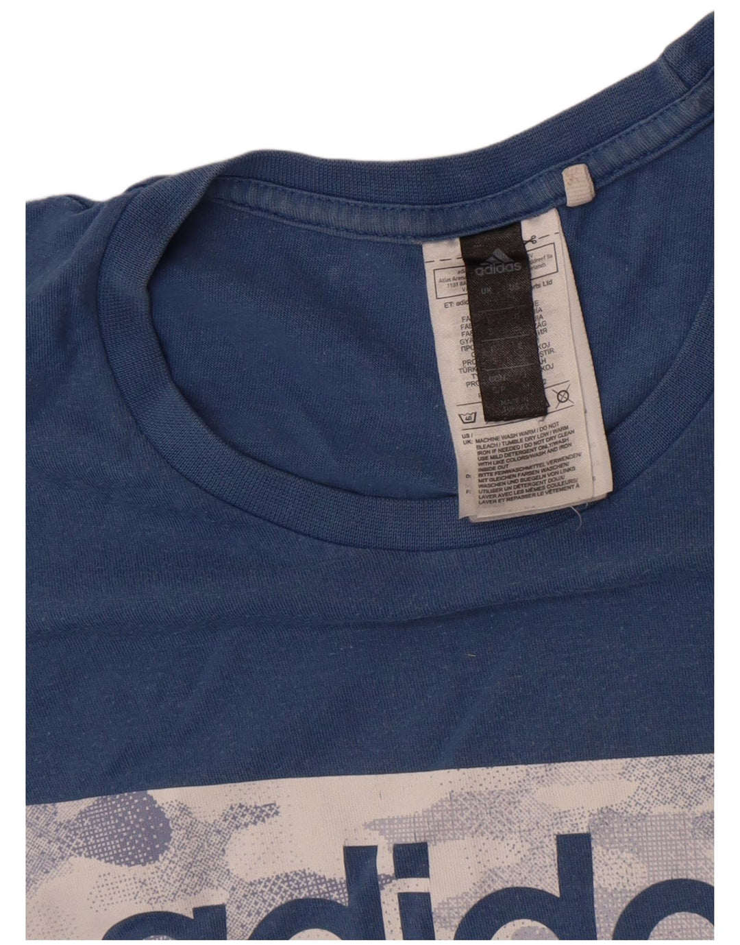 T-shirt grafica da uomo Adidas Top piccola in cotone blu