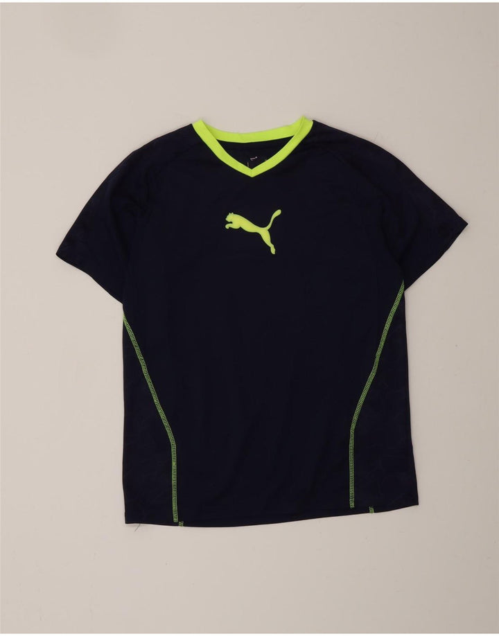 T-shirt grafica da donna PUMA Top medio in poliestere blu navy
