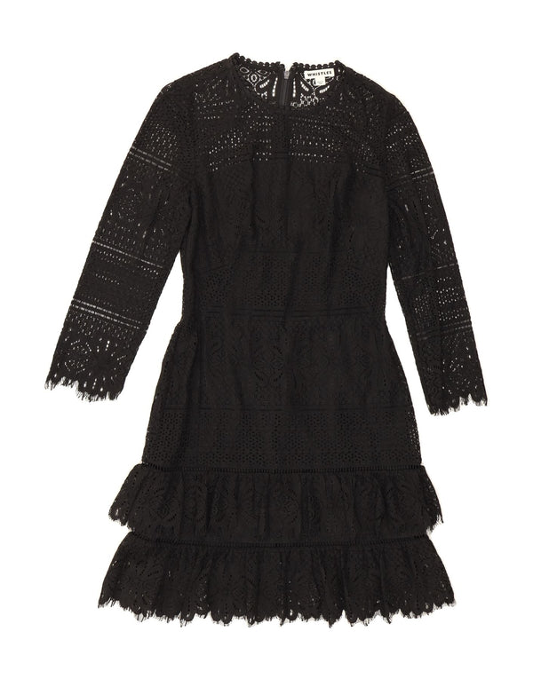 WHISTLE Womens Long Sleeve Tiered Dress UK 8 Small Black Polyamide