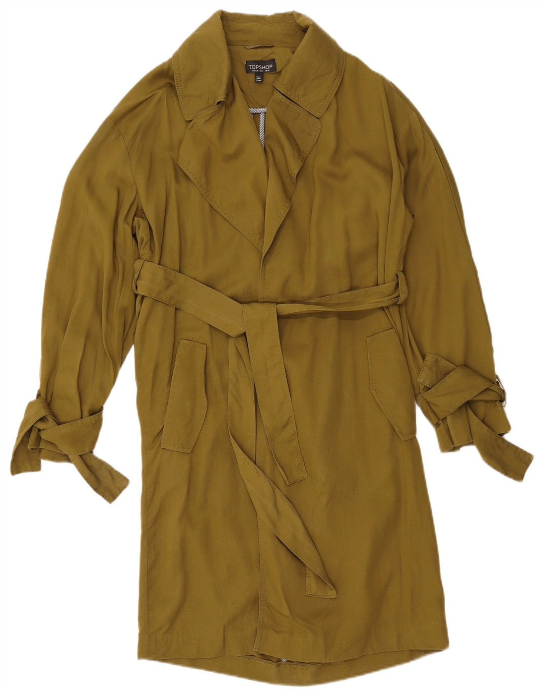 Topshop Trench oversize da donna UK 8 Small Khaki Lyocell