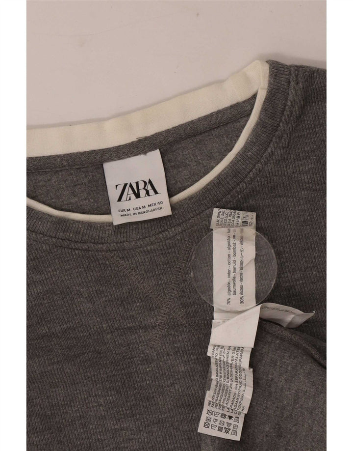 Top Zara da uomo a maniche lunghe in cotone grigio medio