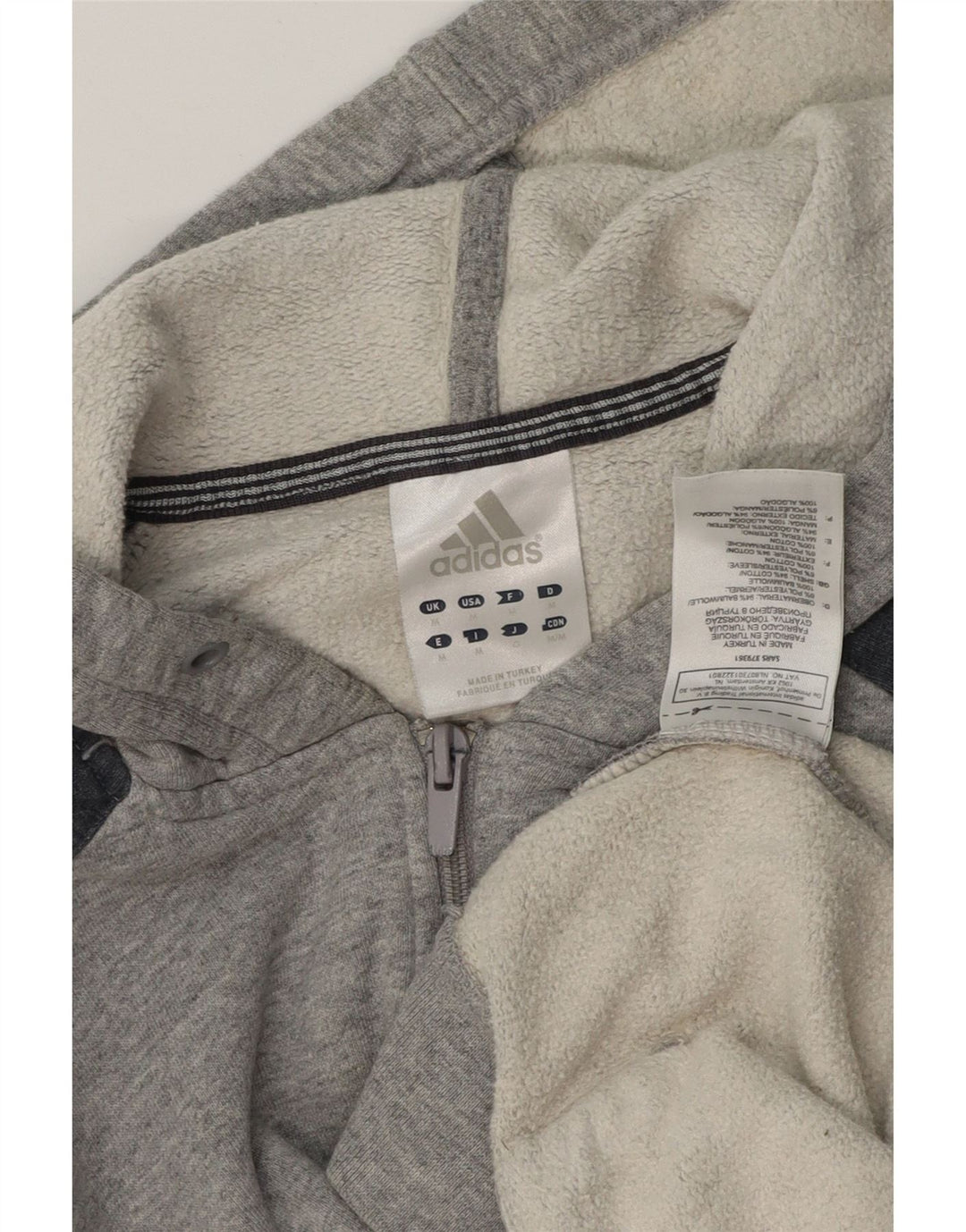 Maglione con cappuccio e zip da uomo ADIDAS in cotone color block grigio medio