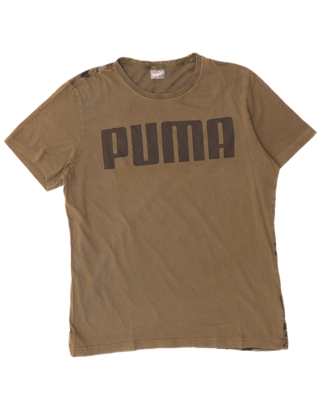 T-shirt grafica da uomo PUMA Top Large in cotone mimetico kaki