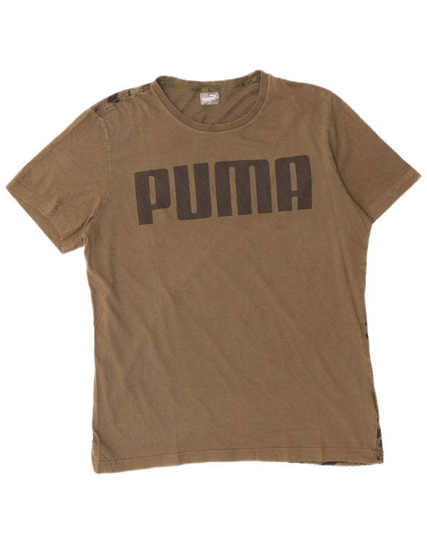 T-shirt grafica da uomo PUMA Top Large in cotone mimetico kaki