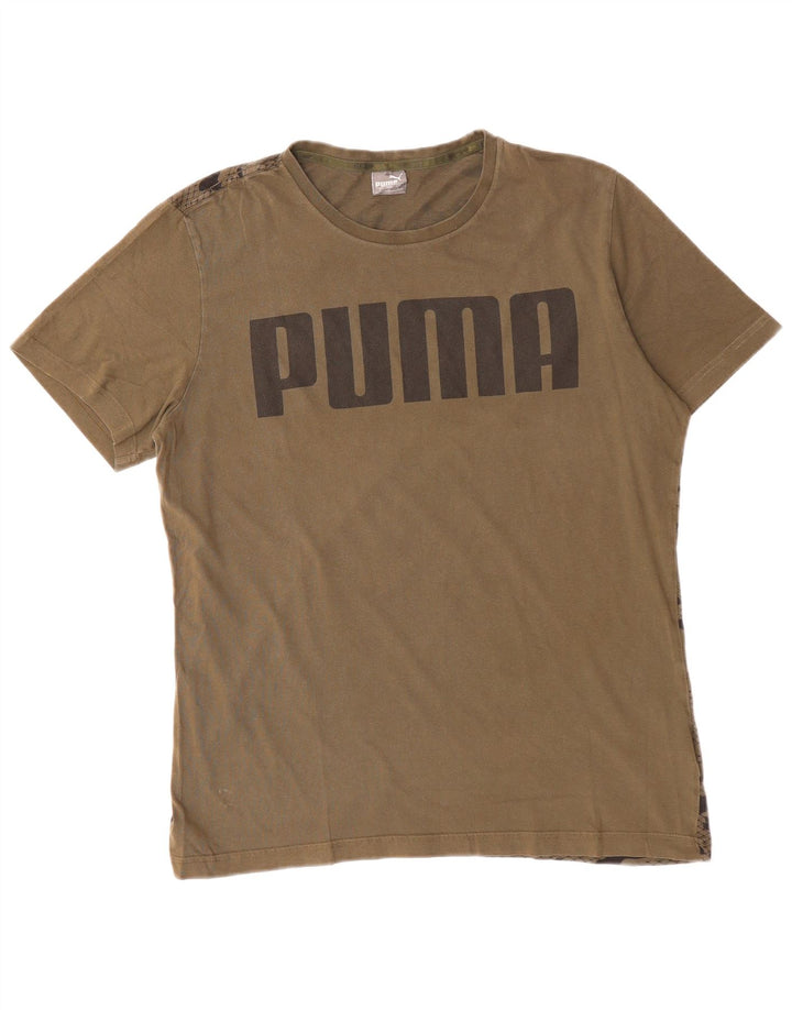 T-shirt grafica da uomo PUMA Top Large in cotone mimetico kaki