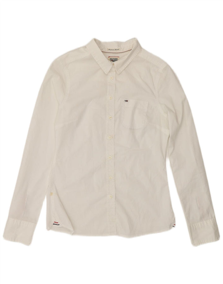 TOMMY HILFIGER Camicia da donna UK 10 Piccola Bianca