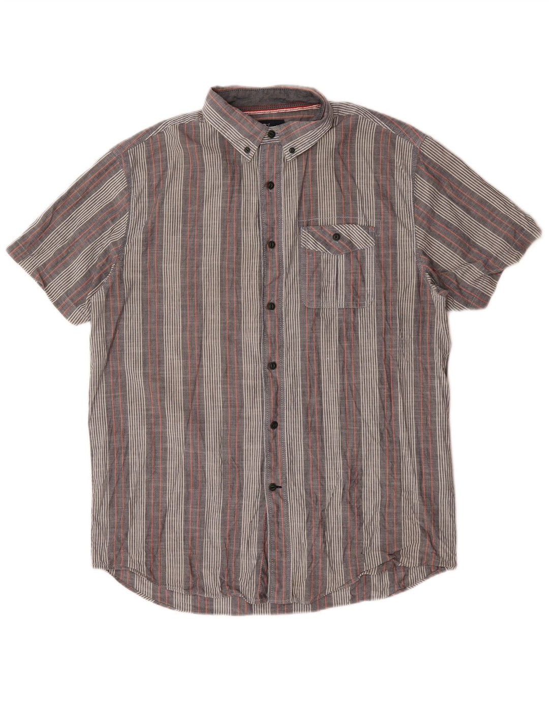 Camicia da uomo a maniche corte Nautica in cotone a righe grigio medio