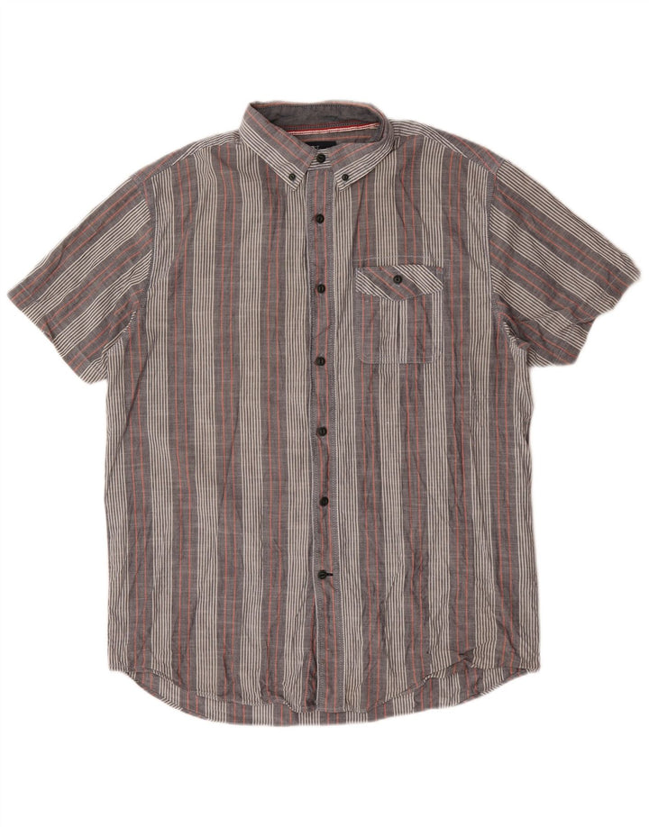 Camicia da uomo a maniche corte Nautica in cotone a righe grigio medio