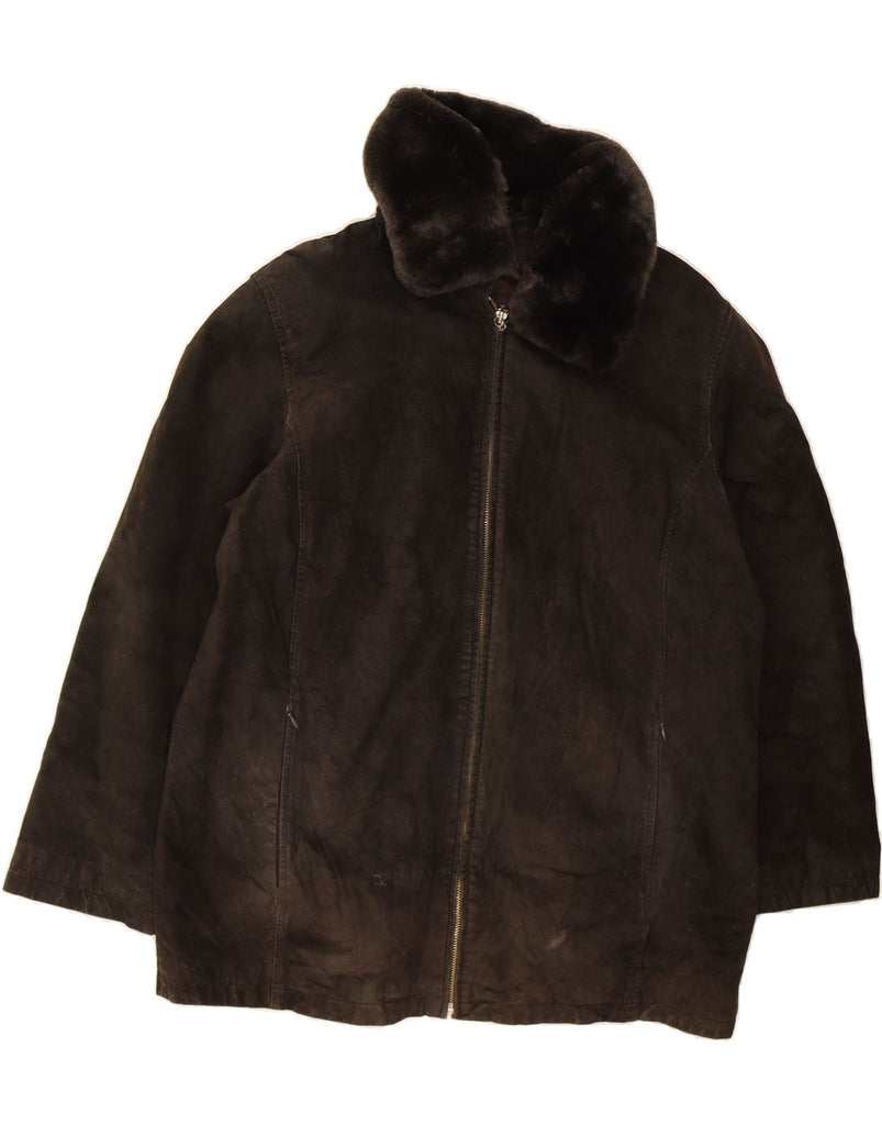 PALACE Womens Suede Jacket UK 16 Large Brown Leather Vintage Palace and Second-Hand Palace from Messina Hembry 
