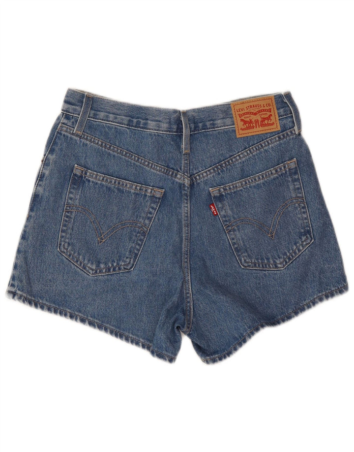 Pantaloncini di jeans a vita alta mamma da donna Levi's W28 cotone blu medio