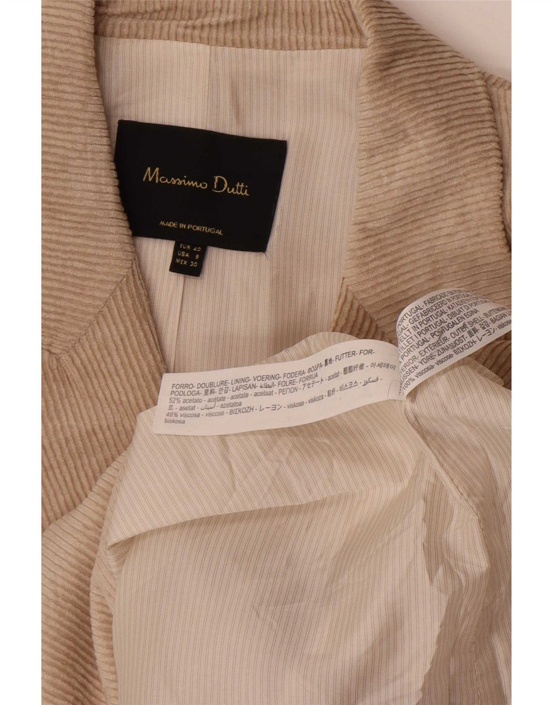 Giacca blazer in velluto a coste da donna Massimo Dutti EU 40 Beige medio