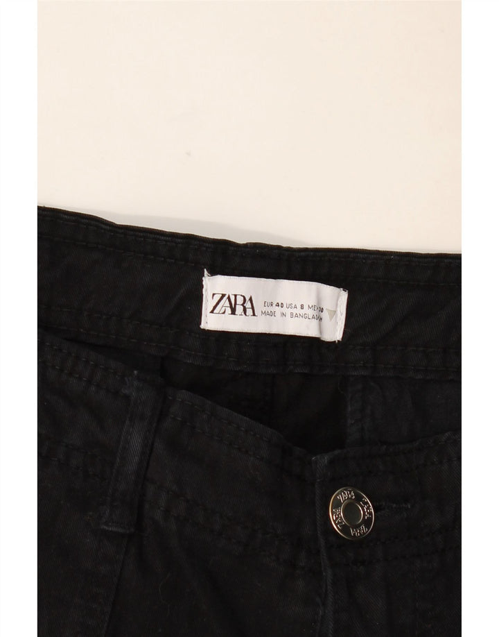Pantaloni cargo dritti da donna ZARA EU 40 medi W30 L31 neri