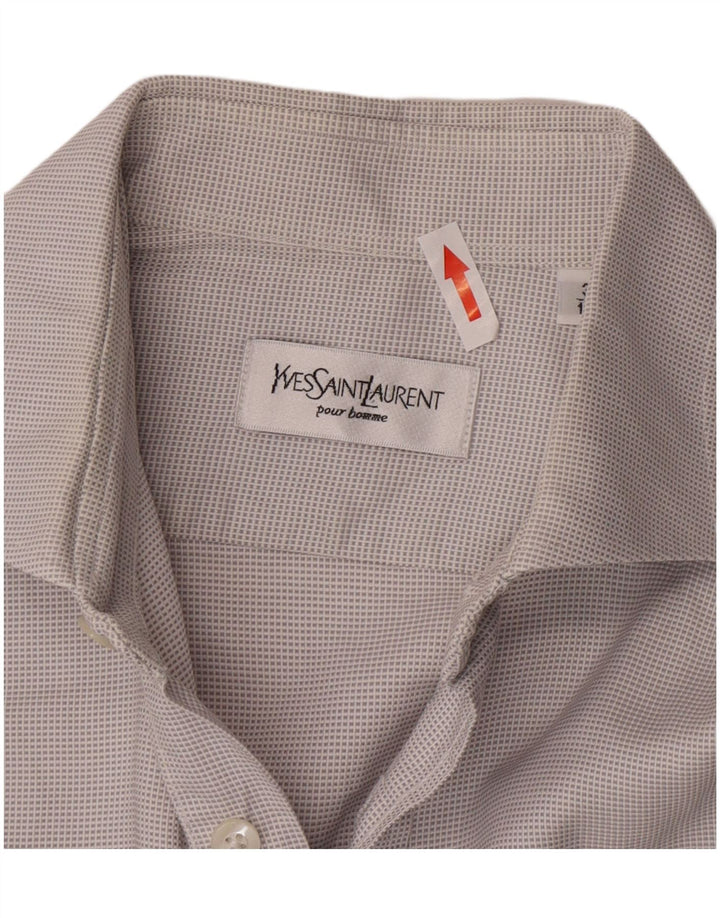 Camicia formale da uomo Yves Saint Laurent taglia 39 15 1/2 quadri grigio medio