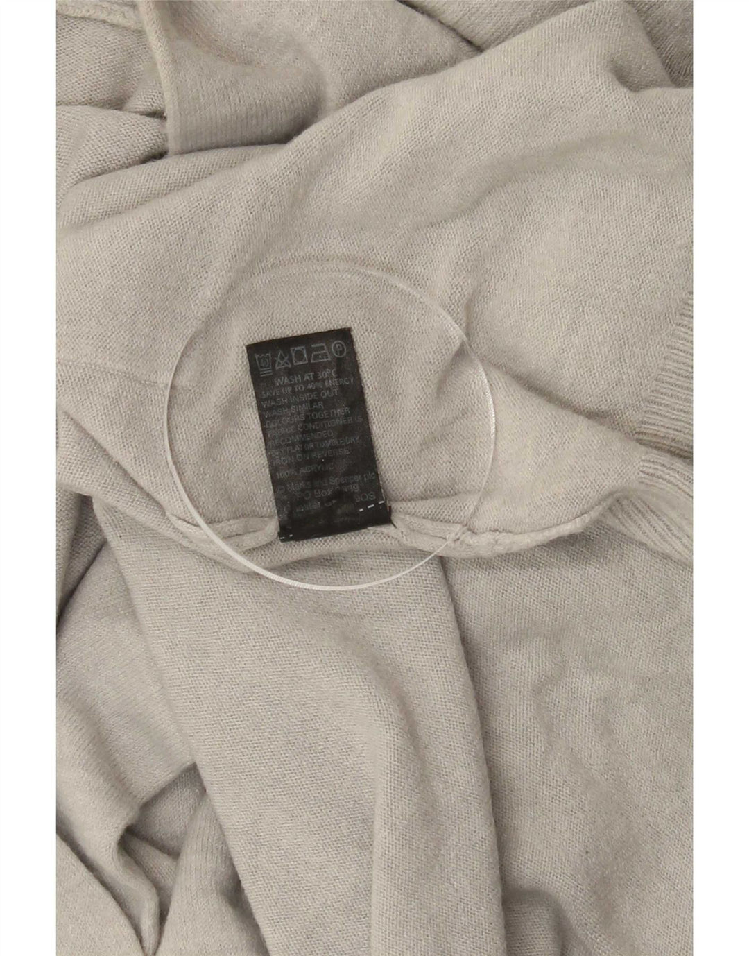 Maglione cardigan lungo da donna Marks & Spencer UK 10 piccolo acrilico argento