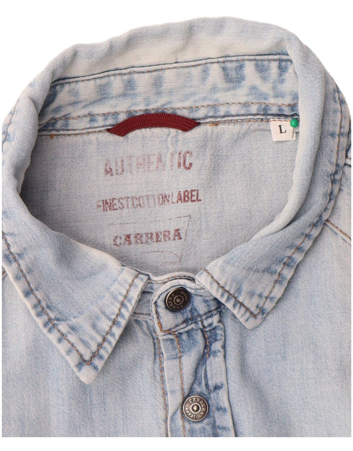 Camicia di jeans da uomo Carrera grande in cotone blu