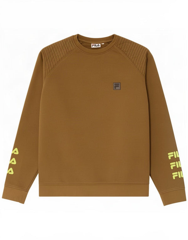 Fila Mens Graphic Sweatshirt Jumper Medium Khaki Cotton