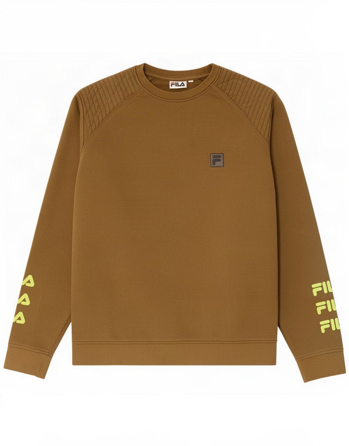 Felpa grafica da uomo Fila Maglione cotone kaki medio