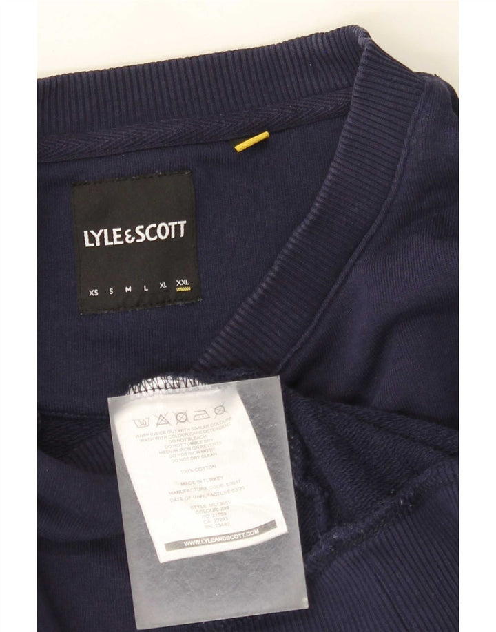 Lyle & Scott Felpa da uomo Maglione 2XL Cotone color block blu navy