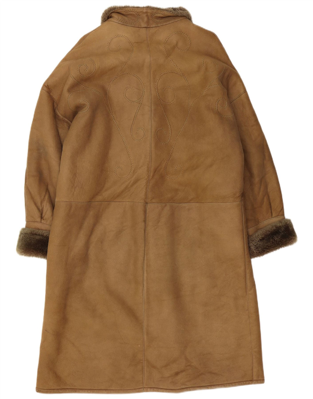 Cappotto in shearling vintage da donna EU 42 grande in pelle marrone