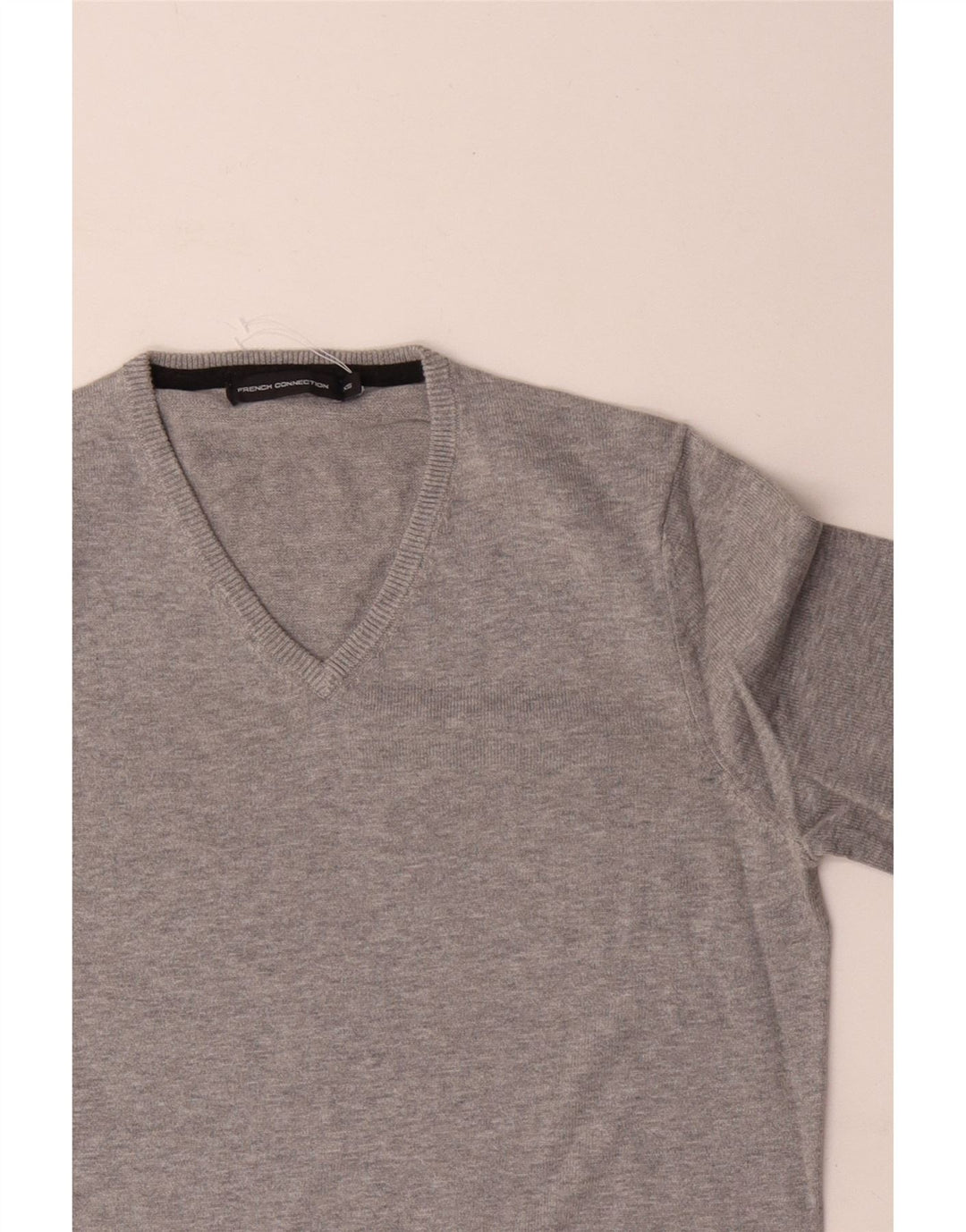 Maglione da donna con scollo a V French Connection IT 18 XL Cotone grigio