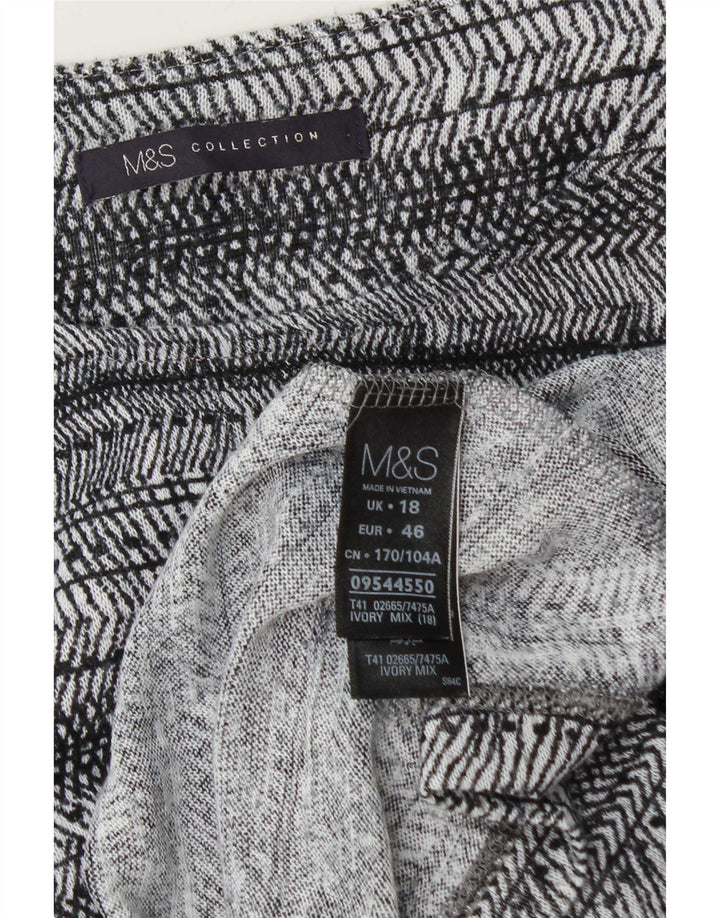 Top oversize da donna Marks & Spencer manica 3/4 UK 18 XL a righe grigie