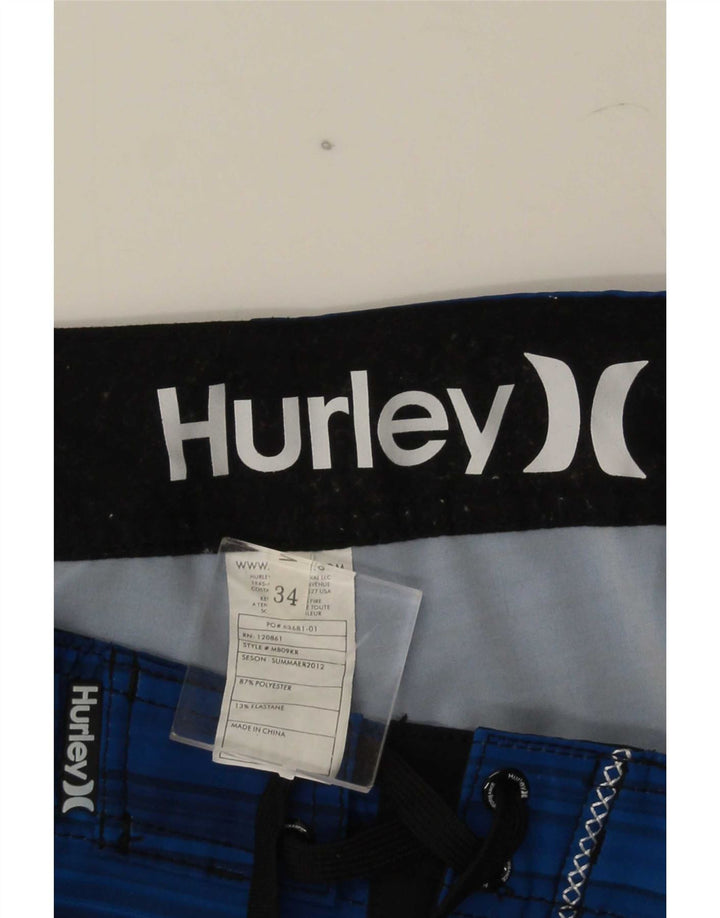 Pantaloncini da bagno da uomo Hurley, poliestere a righe grandi blu
