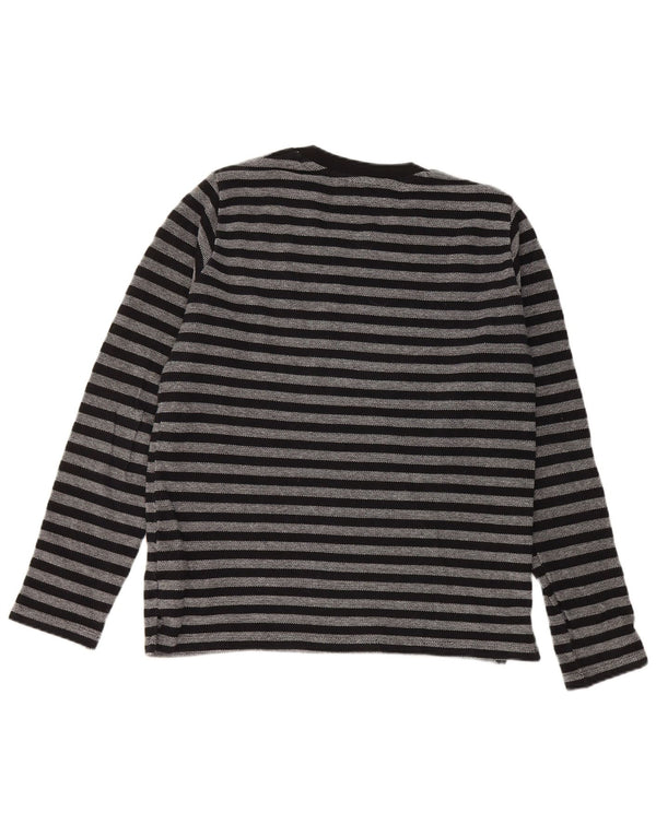 Zara Womens Graphic Top Long Sleeve UK 14 Medium Black Striped Cotton