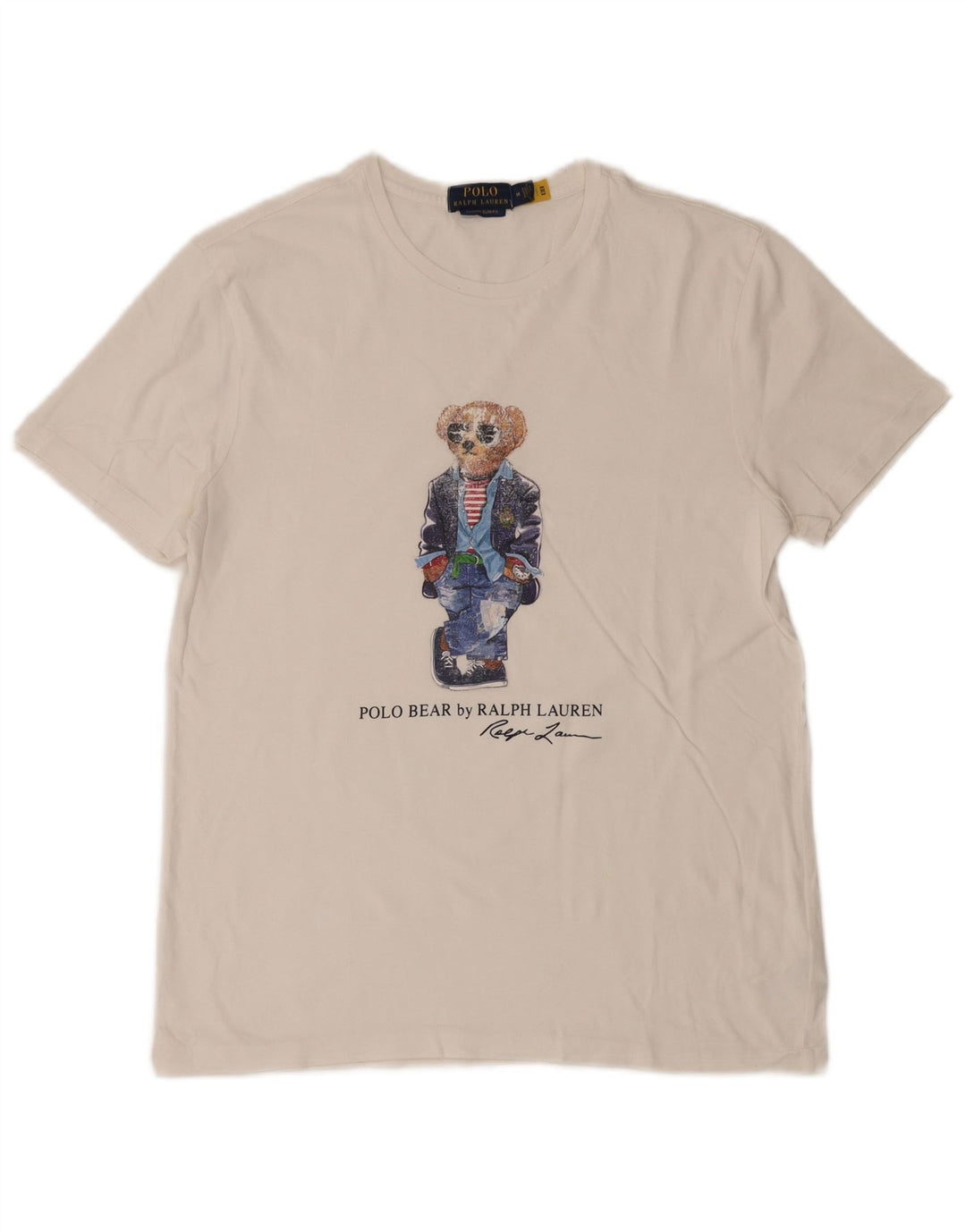 POLO RALPH LAUREN T-shirt grafica da uomo slim fit Top in cotone bianco medio