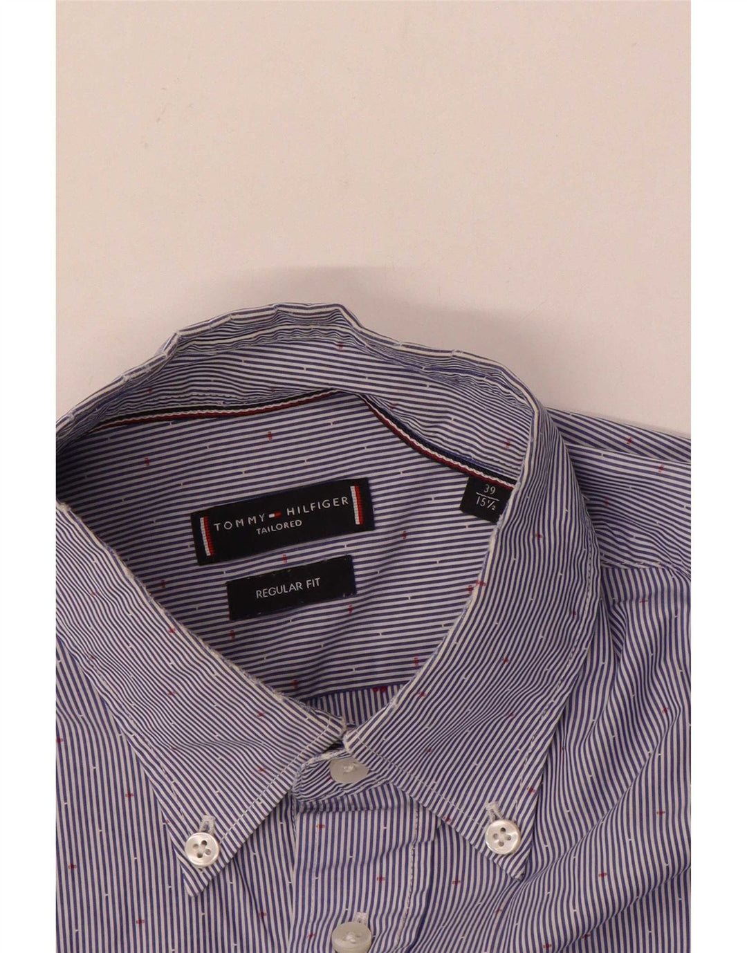 Camicia sartoriale da uomo Tommy Hilfiger taglia 39 15 1/2 gessato blu medio