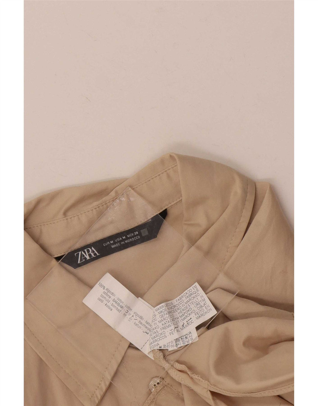 Camicia Zara da donna UK 14 cotone beige medio