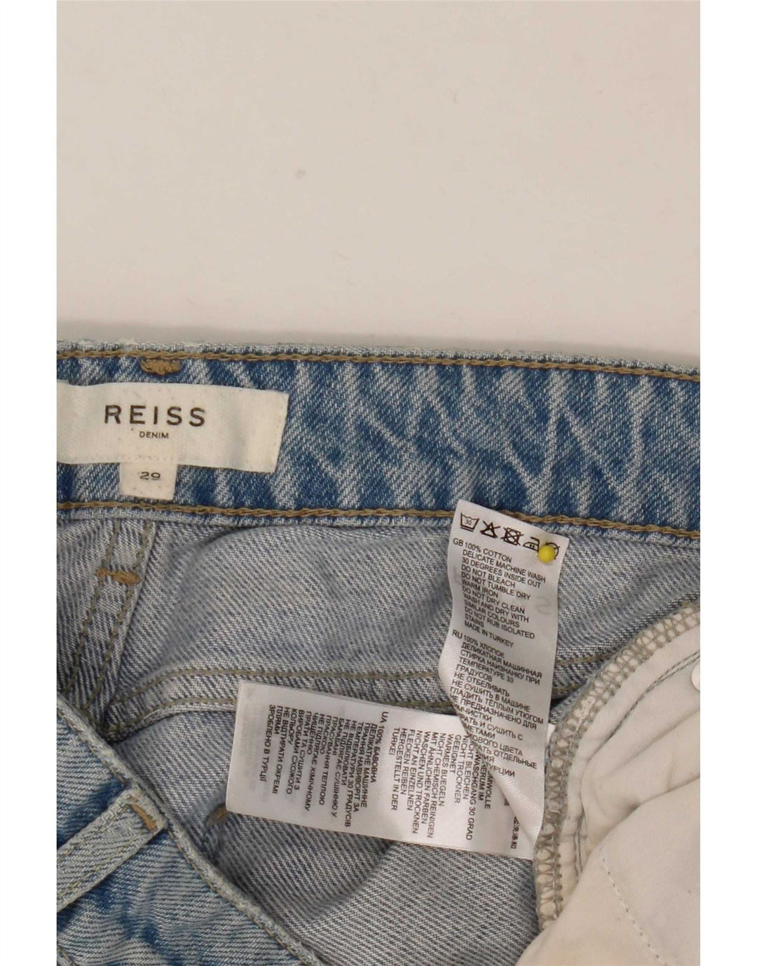 Jeans ritagliati effetto consumato da donna Reiss W29 L26 cotone blu