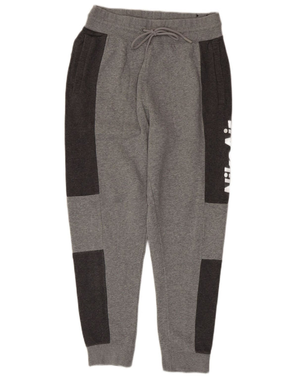 Pantaloni da tuta con grafica Nike da uomo, pantaloni da jogging, piccoli, in cotone color block grigio