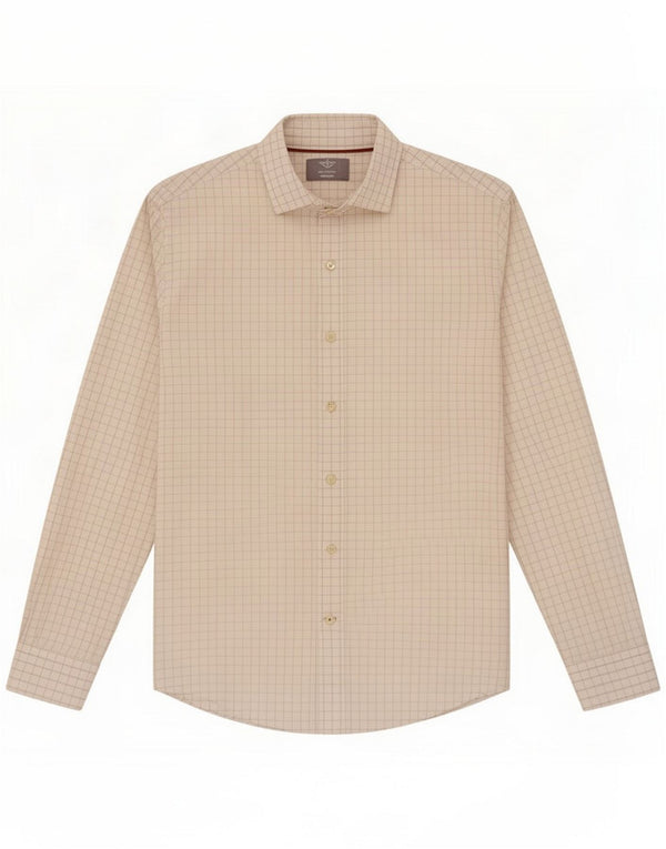 Camicia aderente da uomo Dockers in cotone a quadri bianco medio