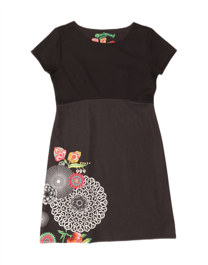 DESIGUAL Womens Basic Dress UK 18 XL Black Floral Vintage Desigual and Second-Hand Desigual from Messina Hembry 