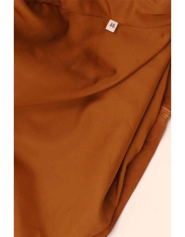 Soprabito oversize vintage in pelle scamosciata da donna IT 46 grande marrone