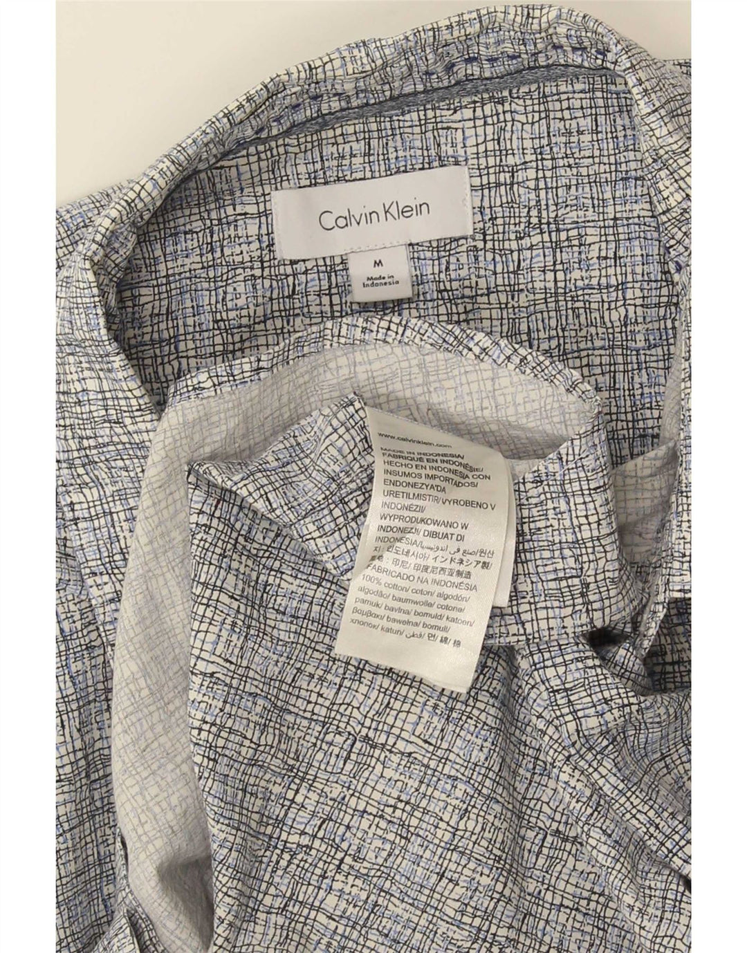 Camicia a maniche corte da uomo Calvin Klein in cotone a quadretti grigio medio